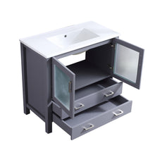 Load image into Gallery viewer, Volez 36&quot; White, Dark Grey or Navy Blue Single Vanity, Integrated Top, White Integrated Square Sink, Available with 34&quot; Mirror and Faucet - The Bath Vanities