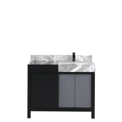 Zilara 42" Vanity, Top, Sink with 34" Frameless Mirror, Faucet Set