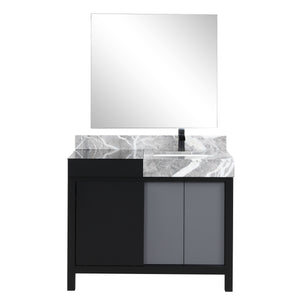 Zilara 42" Double Vanity, Top, Sink with 34" Frameless Mirror, Faucet Set