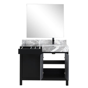 Zilara 42" Vanity, Top, Sink with 34" Frameless Mirror, Faucet Set