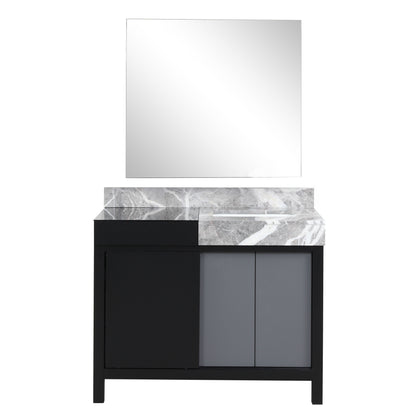 Zilara 42" Vanity, Top, Sink with 34" Frameless Mirror, Faucet Set