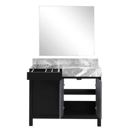 Zilara 42" Vanity, Top, Sink with 34" Frameless Mirror, Faucet Set