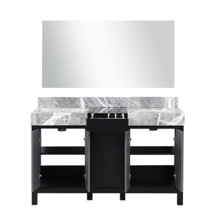 Zilara 55" Double Vanity, Top, Sink with 53" Frameless Mirror, Faucet Set