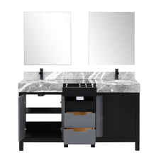 Load image into Gallery viewer, Zilara 60&quot; Double Vanity, Top, Sink with 28&quot; Frameless Mirror, Faucet Set