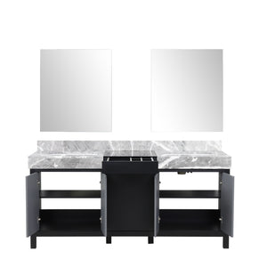 Zilara 72" Double Vanity, Top, Sink with 28" Frameless Mirrors, Faucet