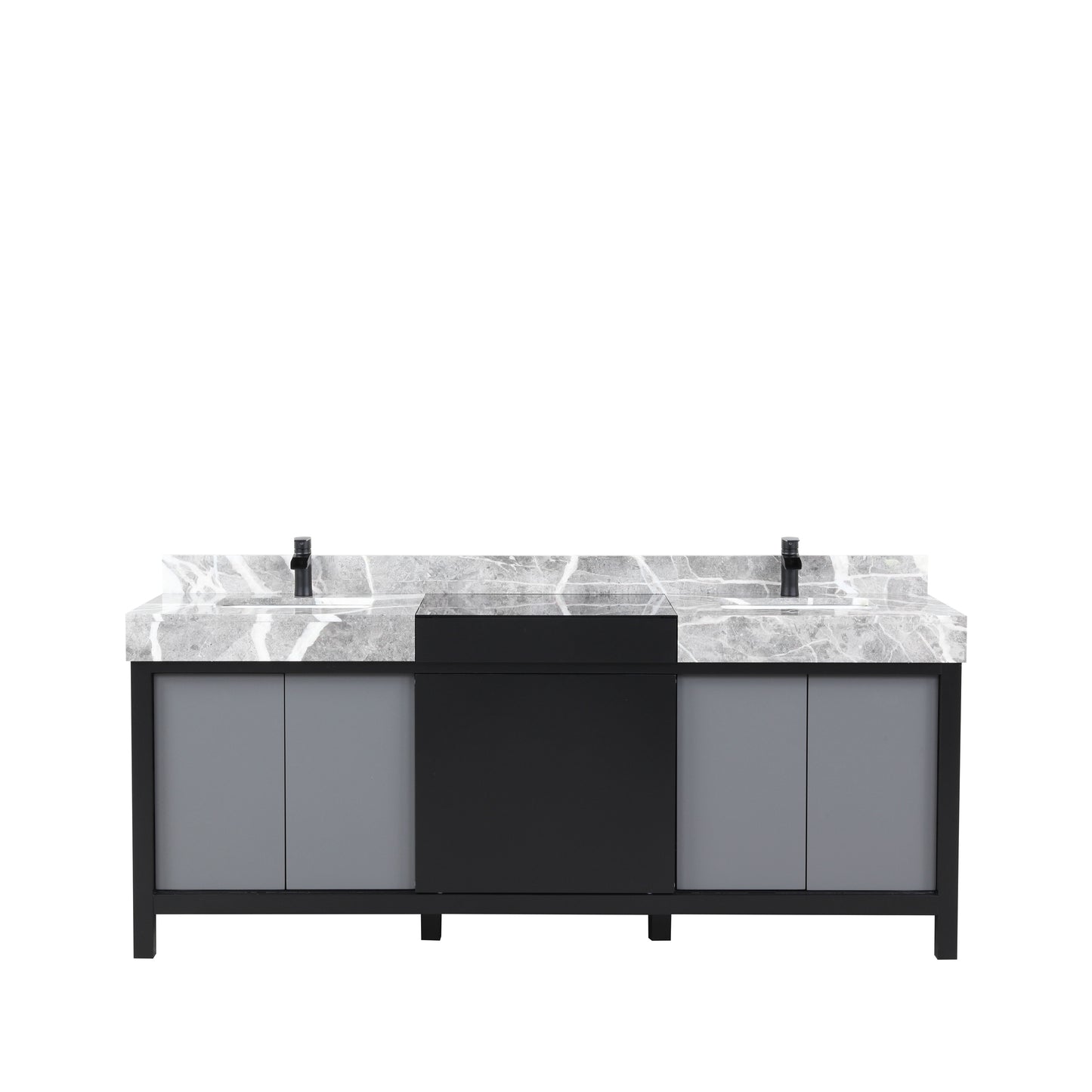 Zilara 80" Double Vanity, Top, Sink with 30" Frameless Mirrors, Faucet