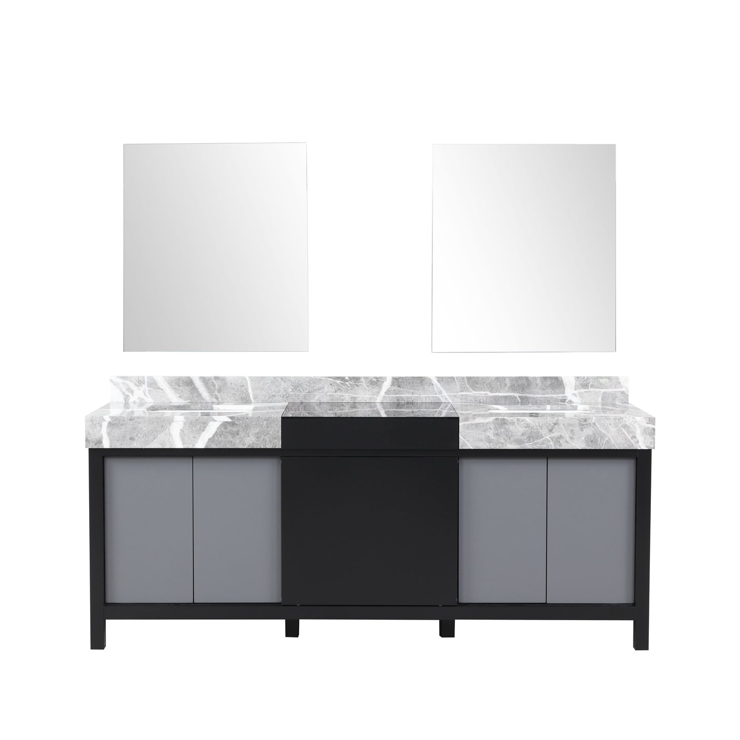 Zilara 80" Double Vanity, Top, Sink with 30" Frameless Mirrors, Faucet