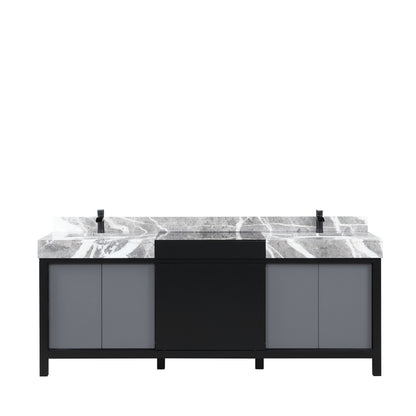 Zilara 84" Double Vanity, Top, Sink with 34" Frameless Mirrors, Faucet