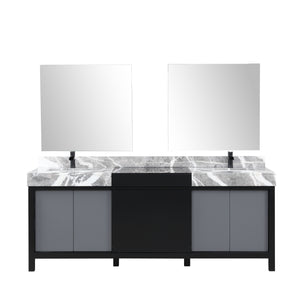 Zilara 84" Double Vanity, Top, Sink with 34" Frameless Mirrors, Faucet