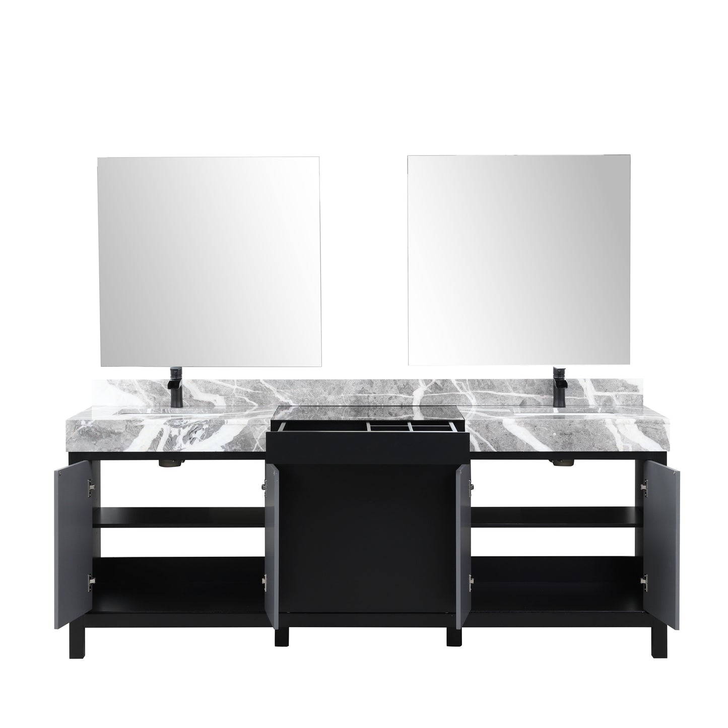 Zilara 84" Double Vanity, Top, Sink with 34" Frameless Mirrors, Faucet