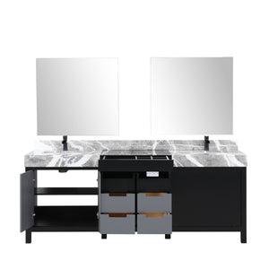 Zilara 84" Double Vanity, Top, Sink with 34" Frameless Mirrors, Faucet