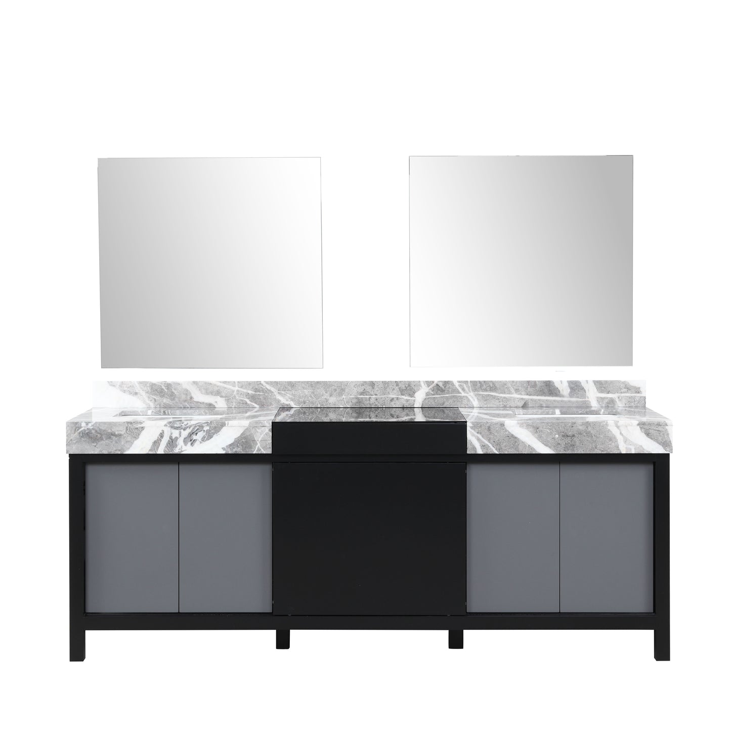 Zilara 84" Double Vanity, Top, Sink with 34" Frameless Mirrors, Faucet