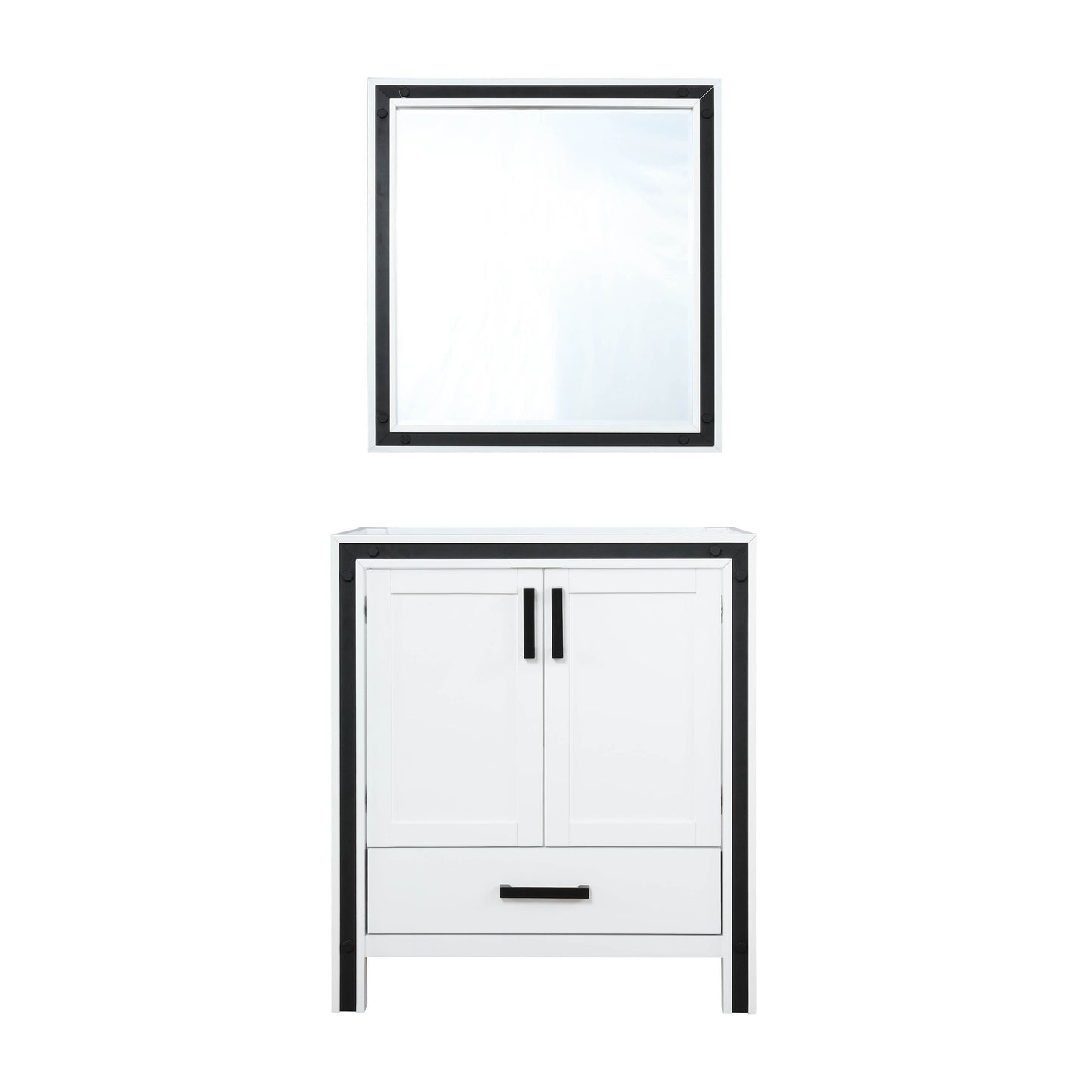 Ziva 30" Single Vanity, Top, Sink, 28" Mirror, Faucet