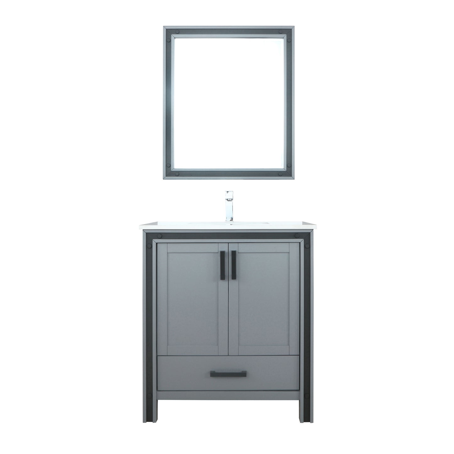 Ziva 30" Single Vanity, Top, Sink, 28" Mirror, Faucet