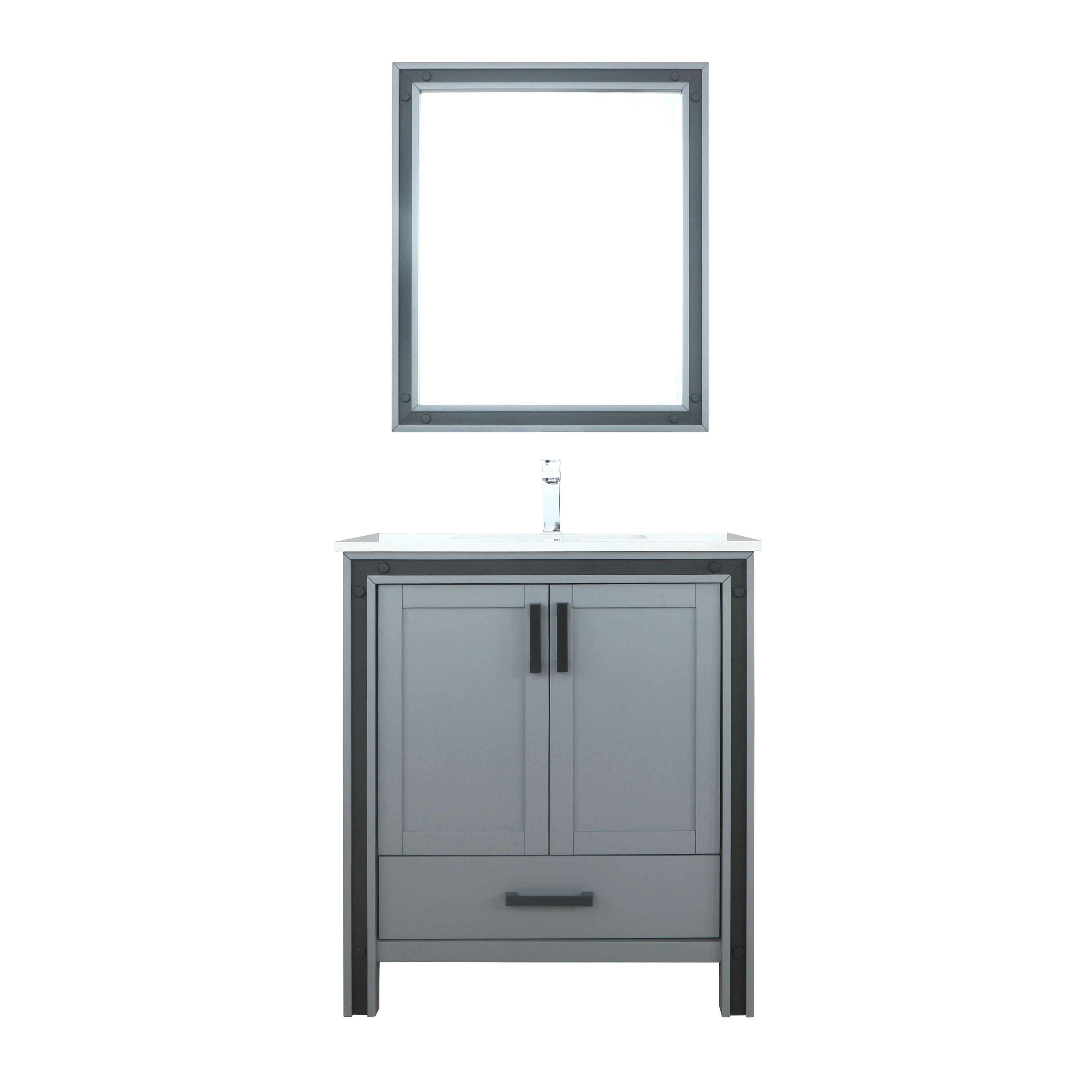 Ziva 30" Single Vanity, Top, Sink, 28" Mirror, Faucet