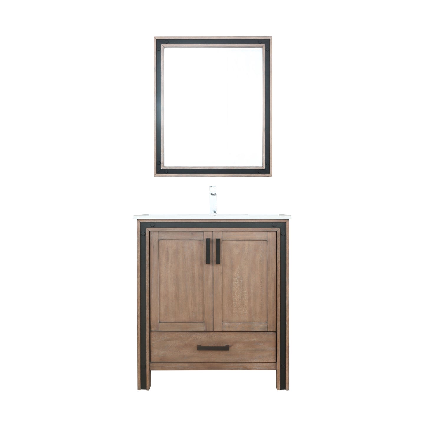 Ziva 30" Single Vanity, Top, Sink, 28" Mirror, Faucet