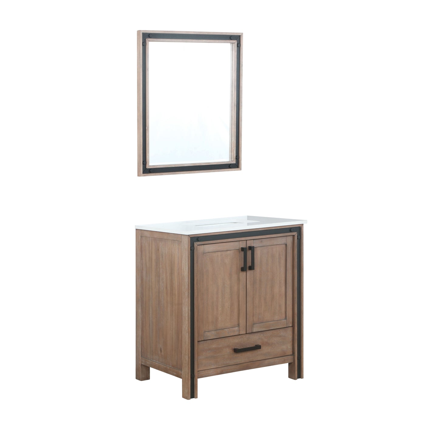 Ziva 30" Single Vanity, Top, Sink, 28" Mirror, Faucet