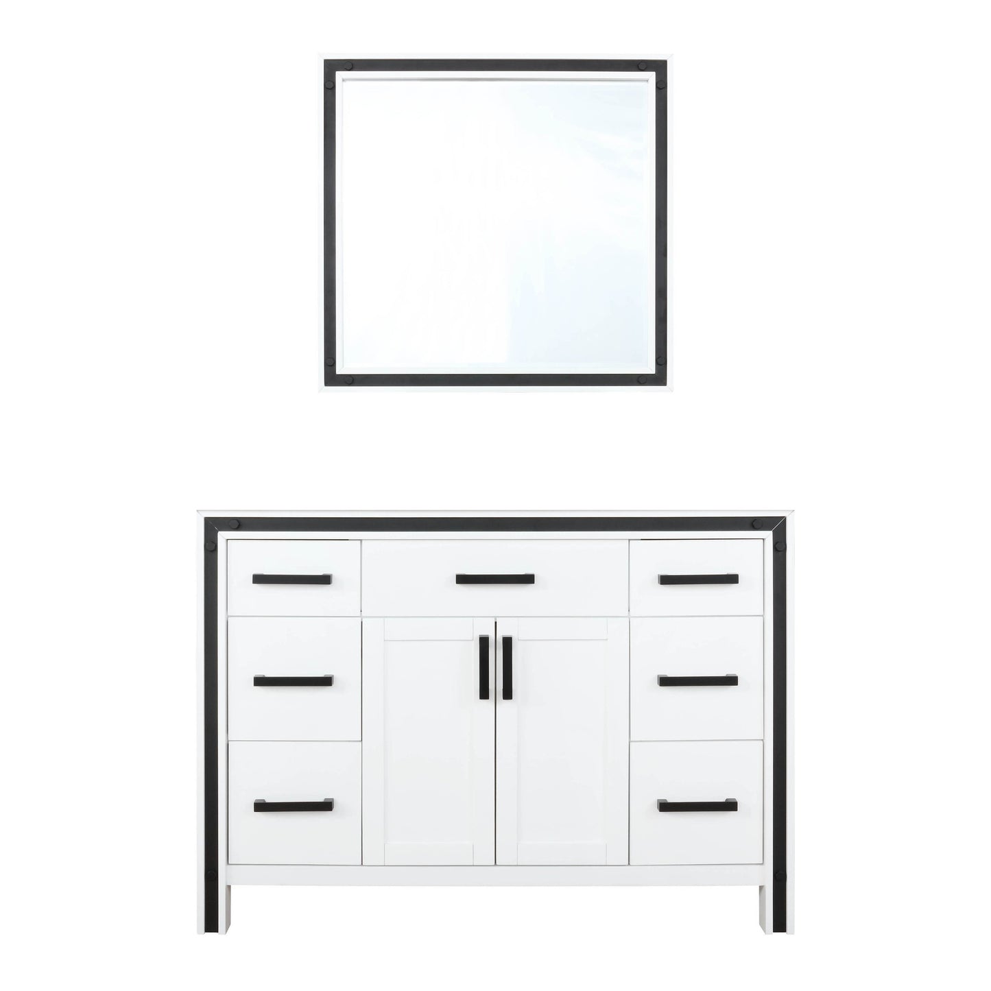 Ziva 48" Single Vanity, Top, Sink, 34" Mirror, Faucet