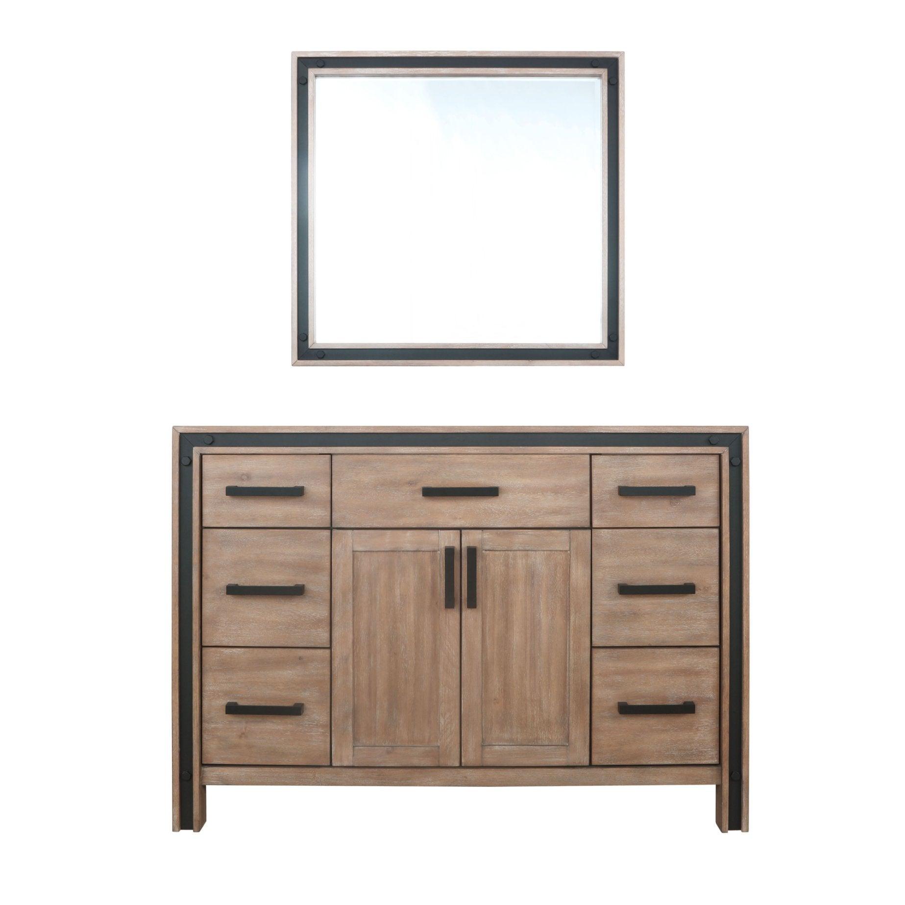 Ziva 48" Single Vanity, Top, Sink, 34" Mirror, Faucet
