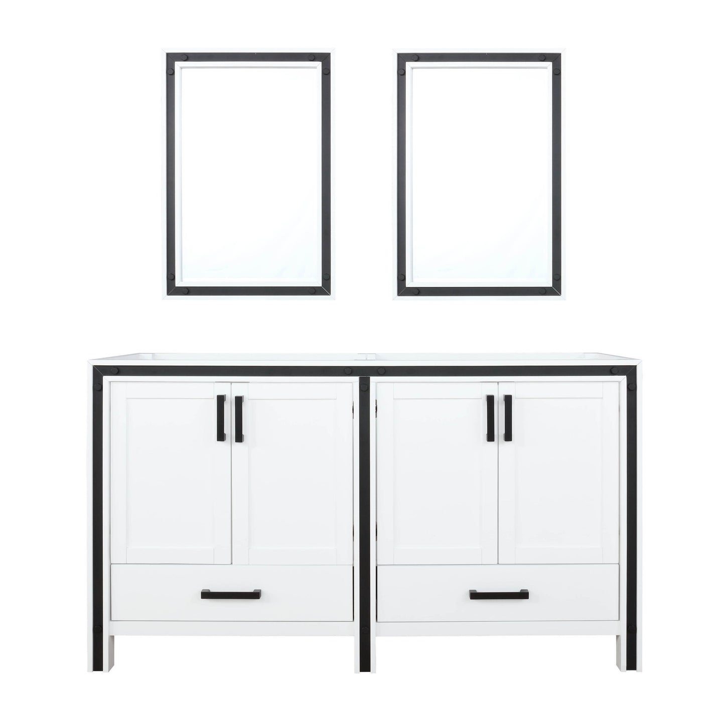 Lexora Ziva 60" White / Dark Grey / Rustic Barnwood Double Vanity set