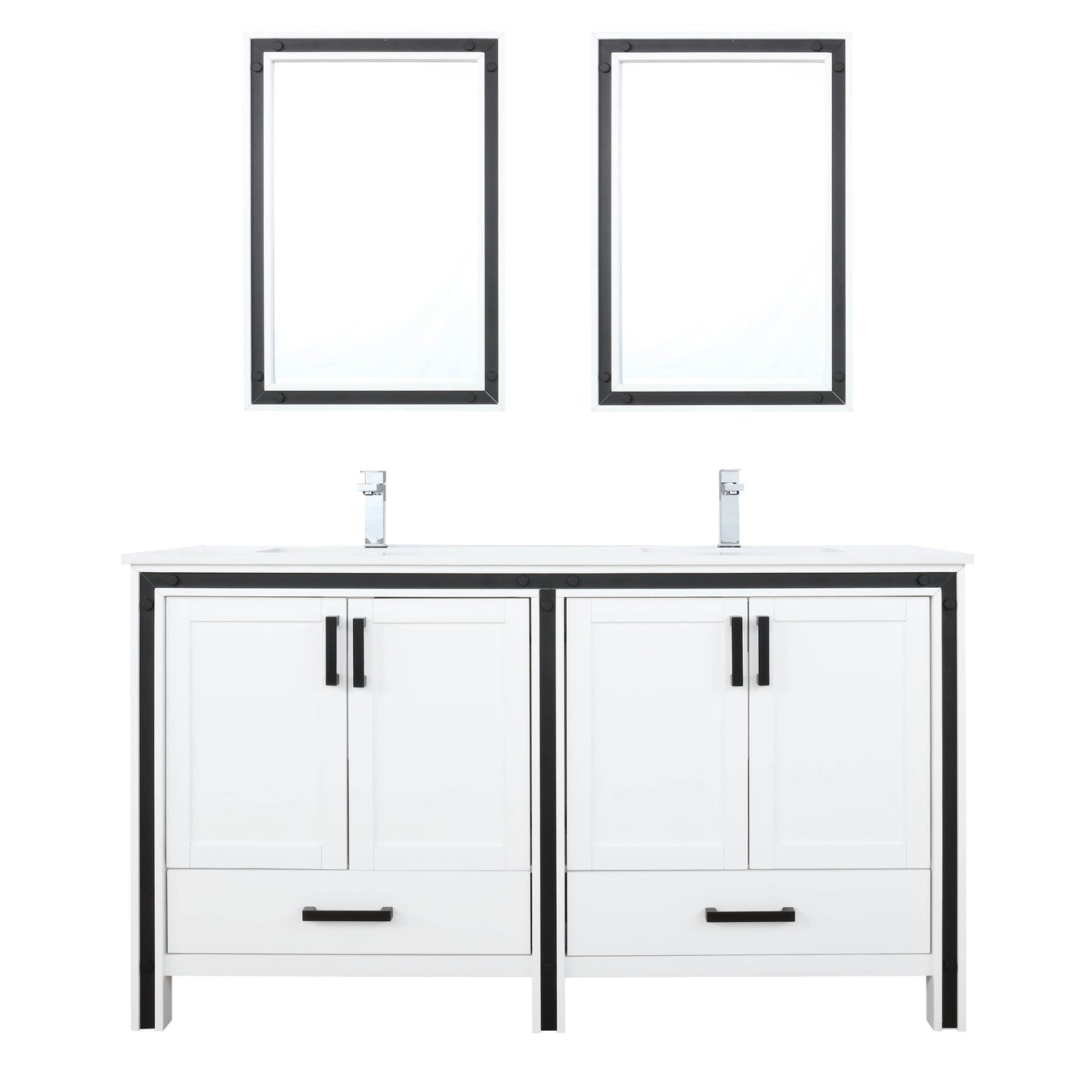 Lexora Ziva 60" White / Dark Grey / Rustic Barnwood Double Vanity set