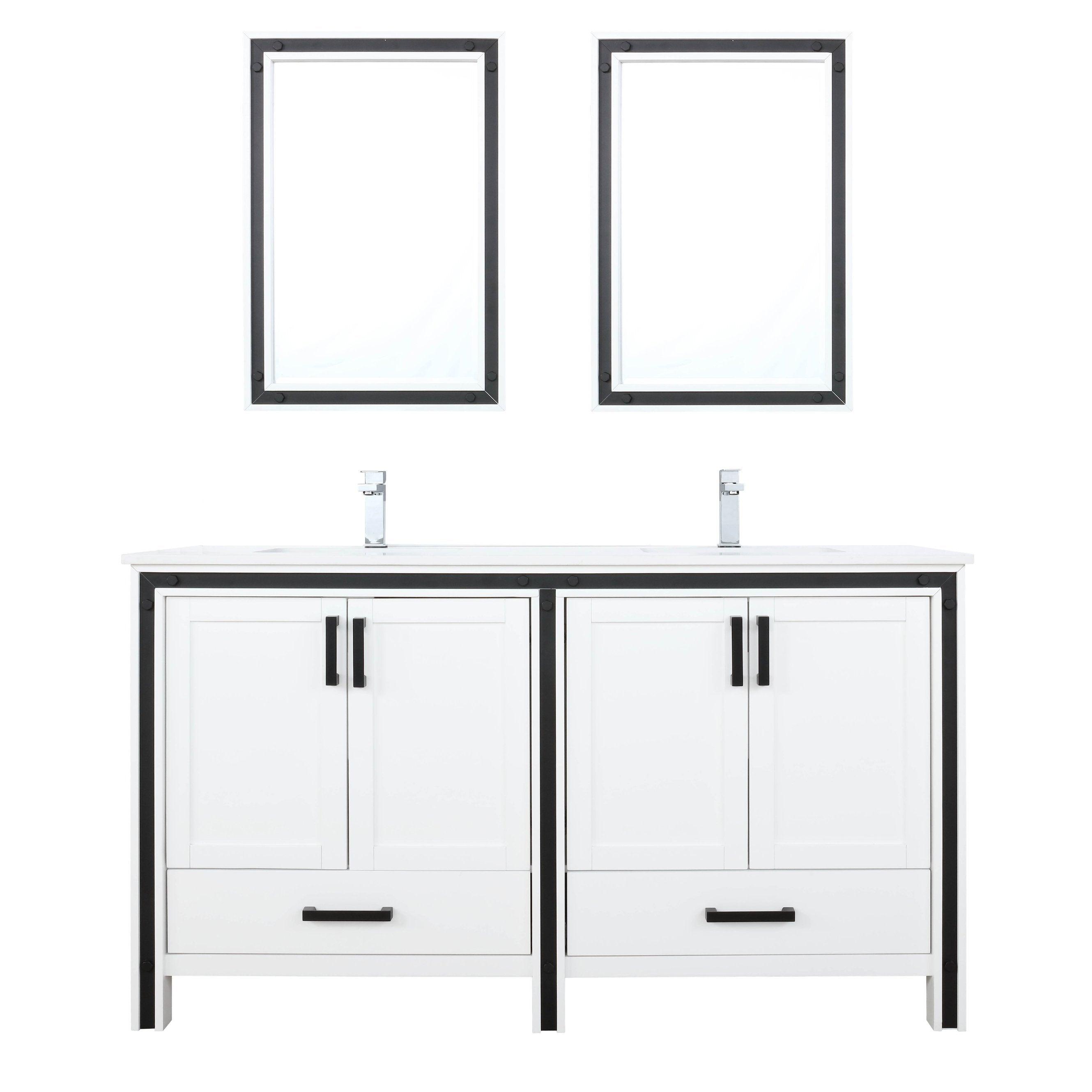 Lexora Ziva 60" White / Dark Grey / Rustic Barnwood Double Vanity set