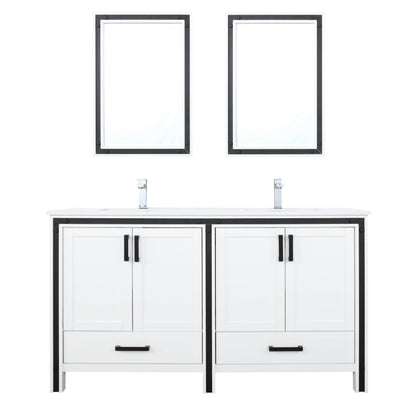 Lexora Ziva 60" White / Dark Grey / Rustic Barnwood Double Vanity set