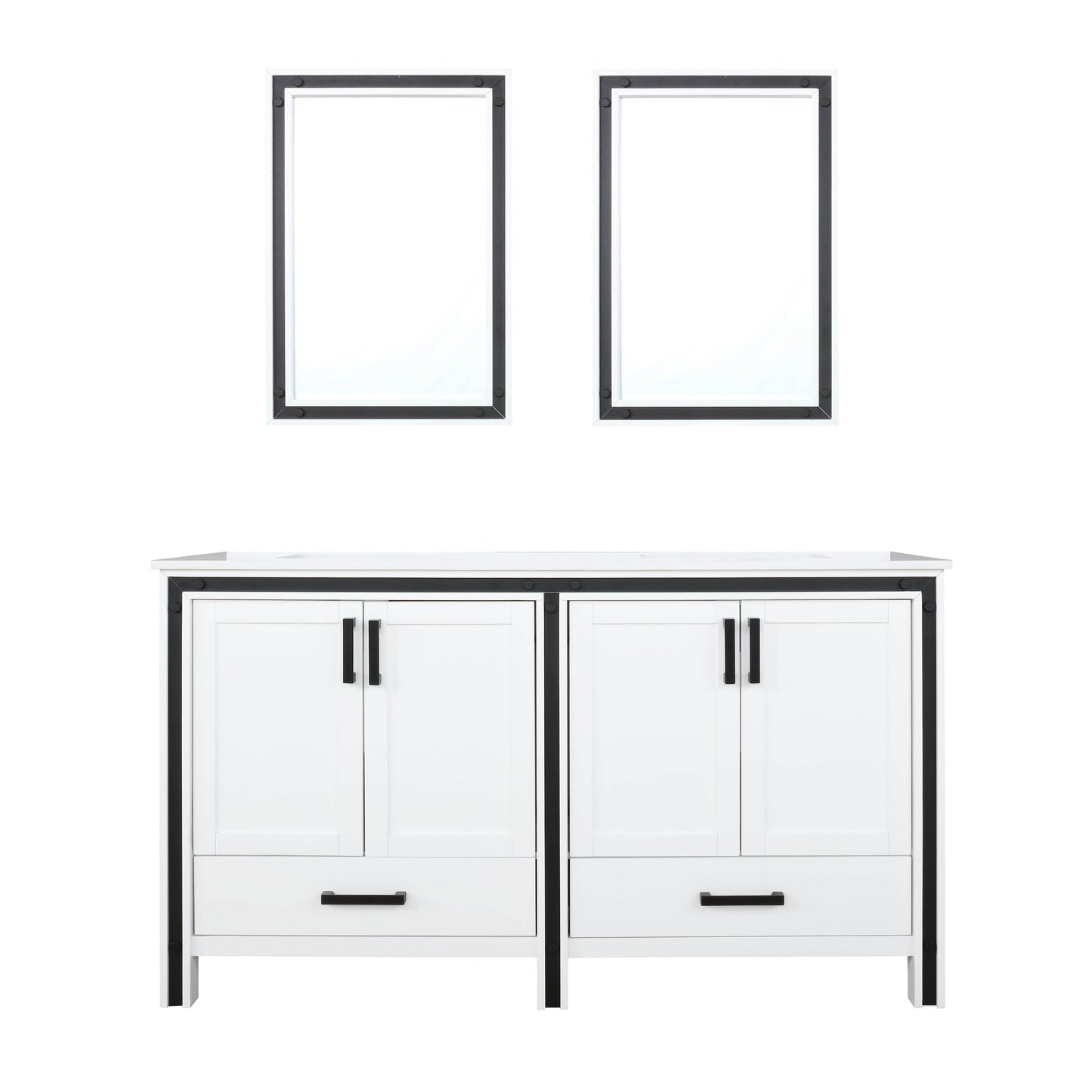 Lexora Ziva 60" White / Dark Grey / Rustic Barnwood Double Vanity set