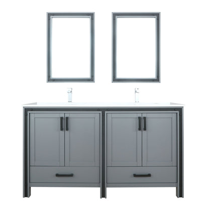 Lexora Ziva 60" White / Dark Grey / Rustic Barnwood Double Vanity set