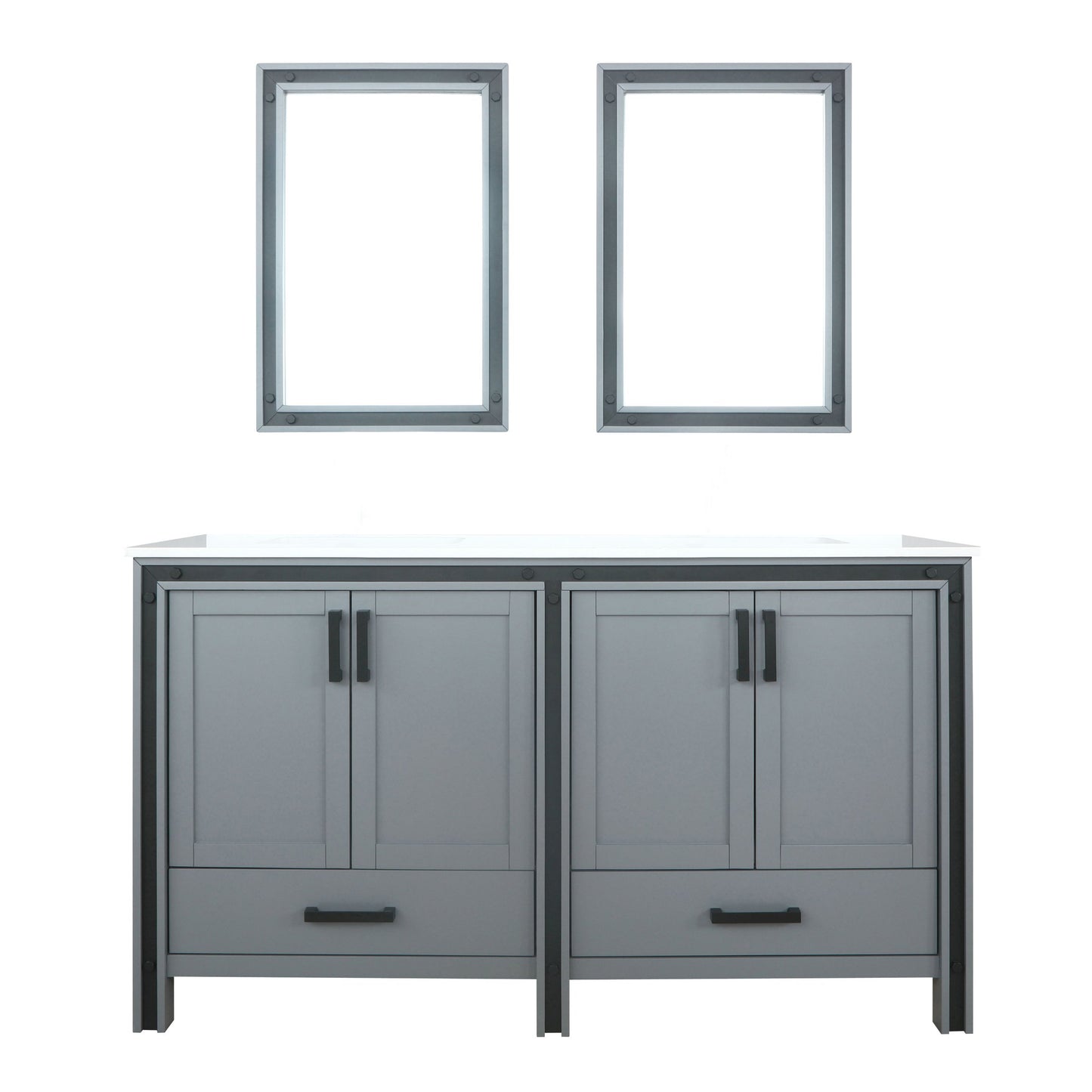 Lexora Ziva 60" White / Dark Grey / Rustic Barnwood Double Vanity set