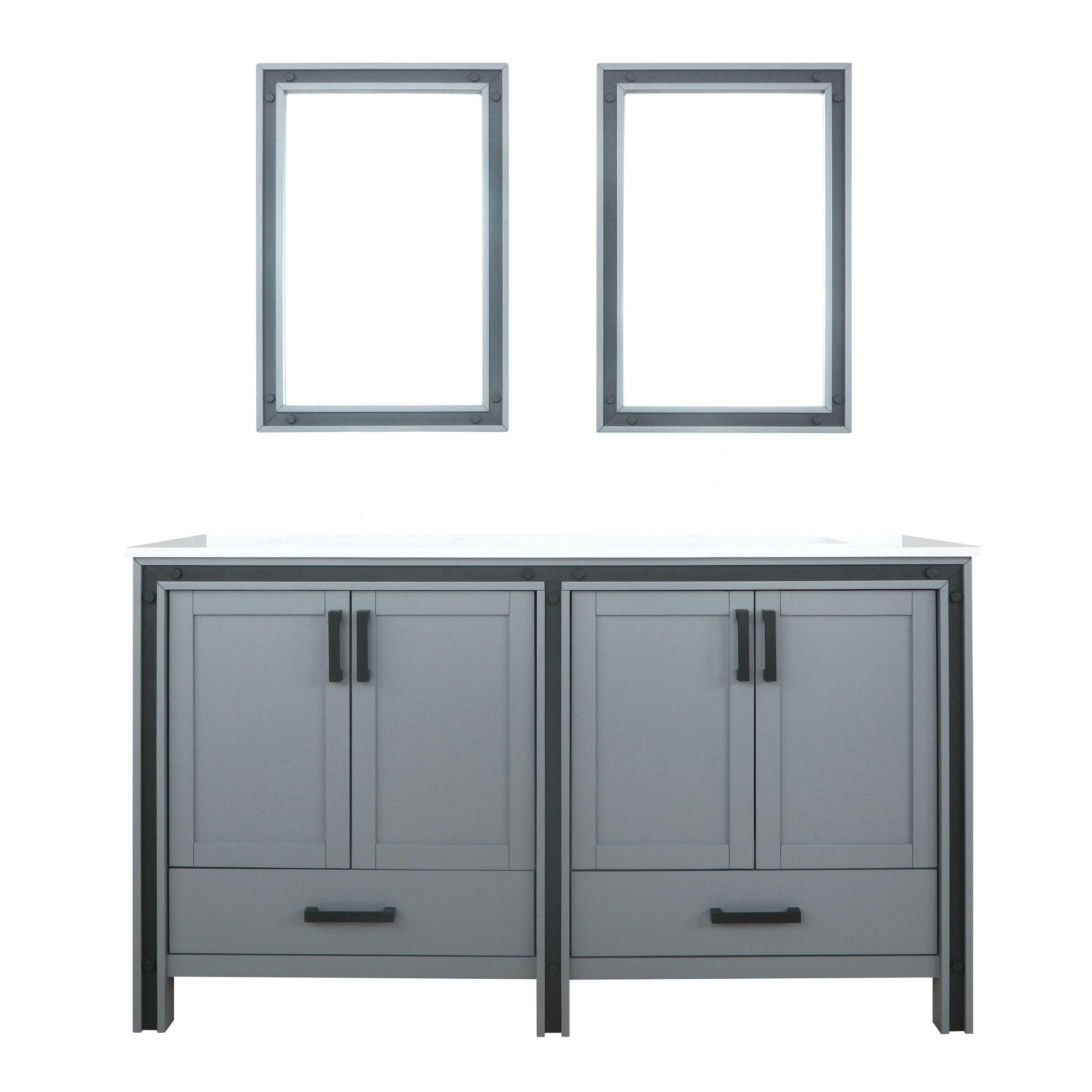 Lexora Ziva 60" White / Dark Grey / Rustic Barnwood Double Vanity set