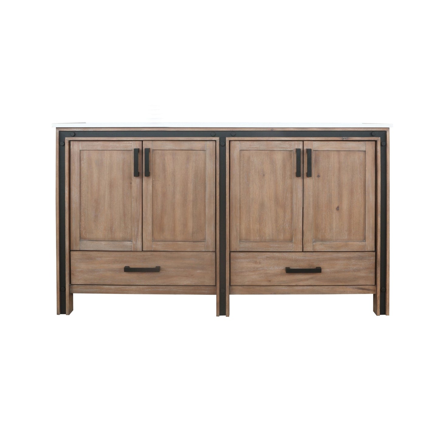 Lexora Ziva 60" White / Dark Grey / Rustic Barnwood Double Vanity set