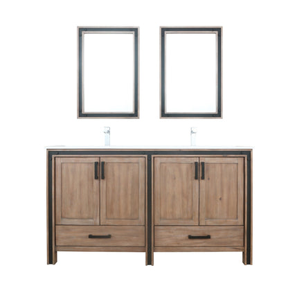 Lexora Ziva 60" White / Dark Grey / Rustic Barnwood Double Vanity set