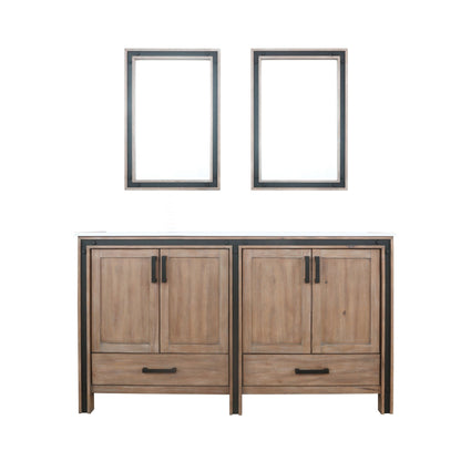 Lexora Ziva 60" White / Dark Grey / Rustic Barnwood Double Vanity set