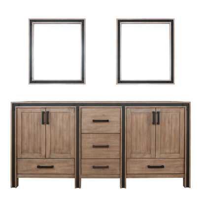 Ziva 72" White/Dark Grey/Rustic Barnwood Double Vanity set