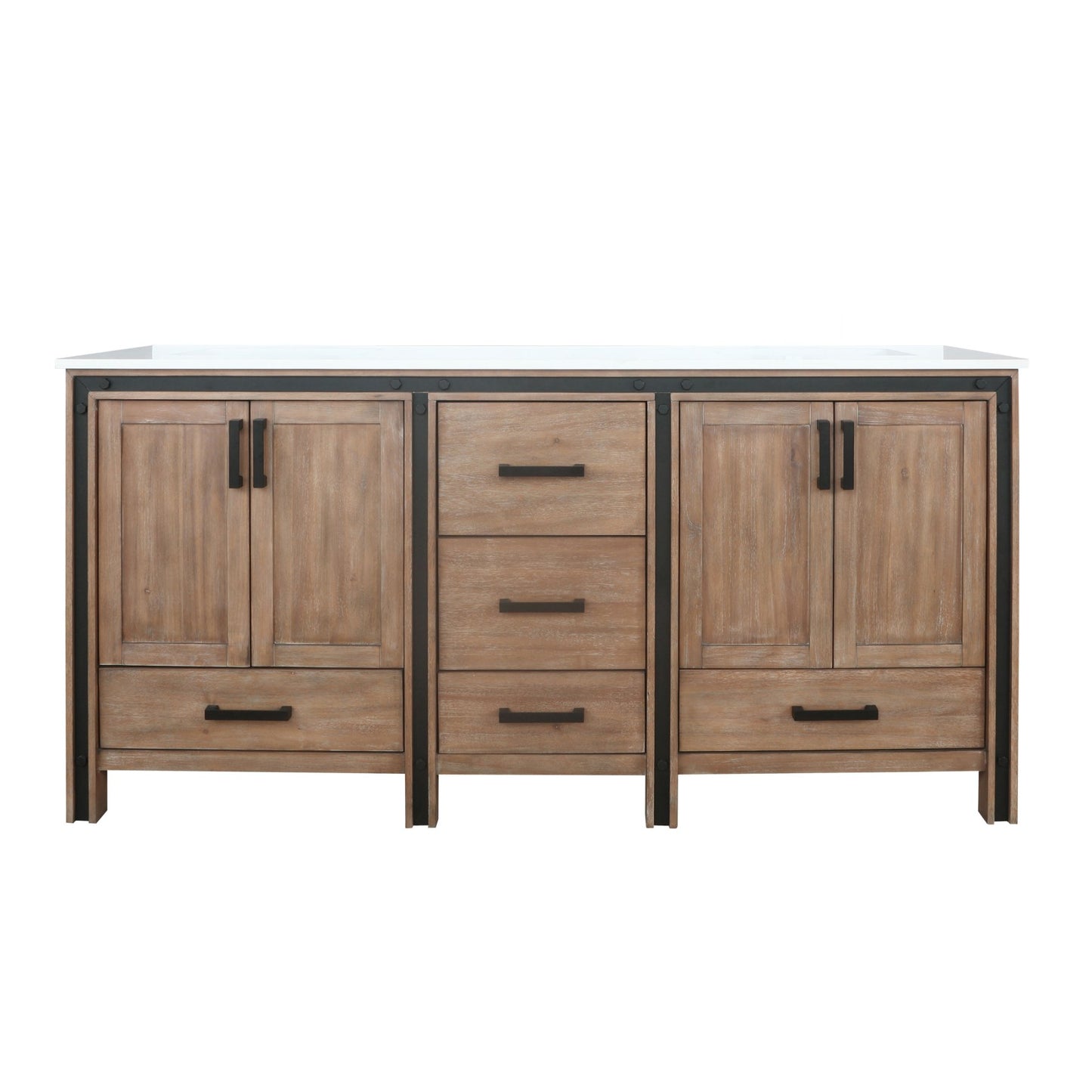 Ziva 72" White/Dark Grey/Rustic Barnwood Double Vanity set