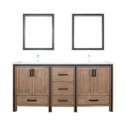 Ziva 72" White/Dark Grey/Rustic Barnwood Double Vanity set