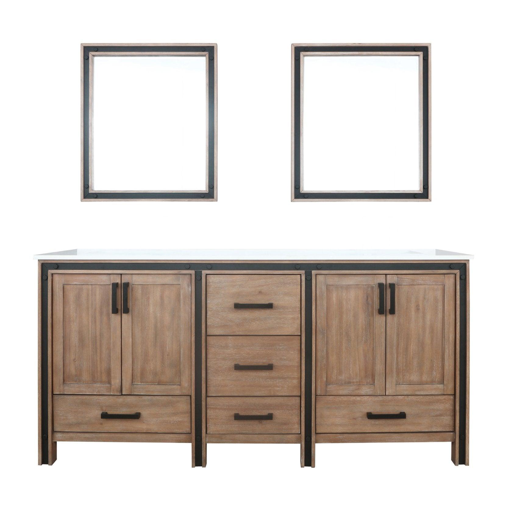 Ziva 72" White/Dark Grey/Rustic Barnwood Double Vanity set