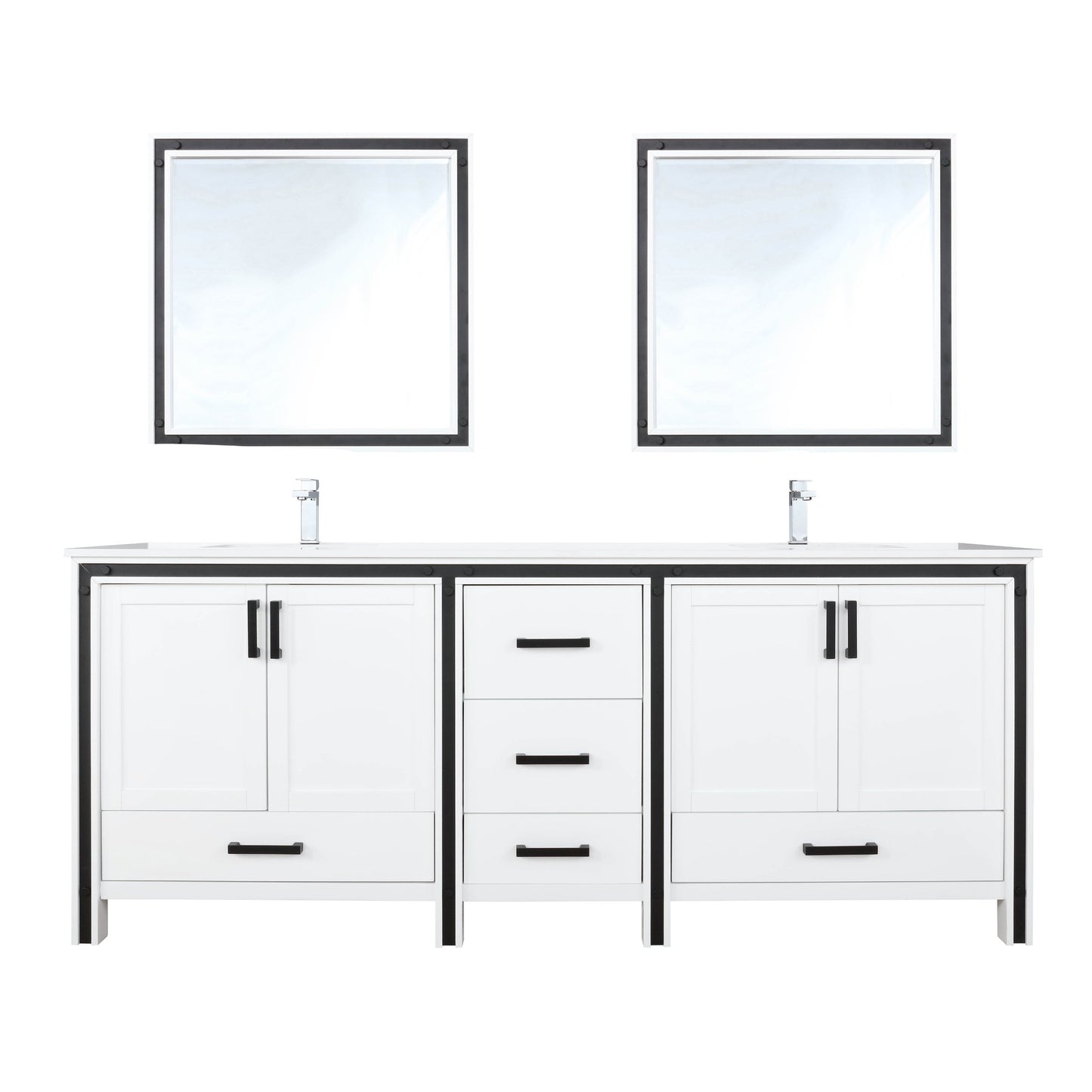 Lexora Ziva 80" White / Dark Grey / Rustic Barnwood Double Vanity set