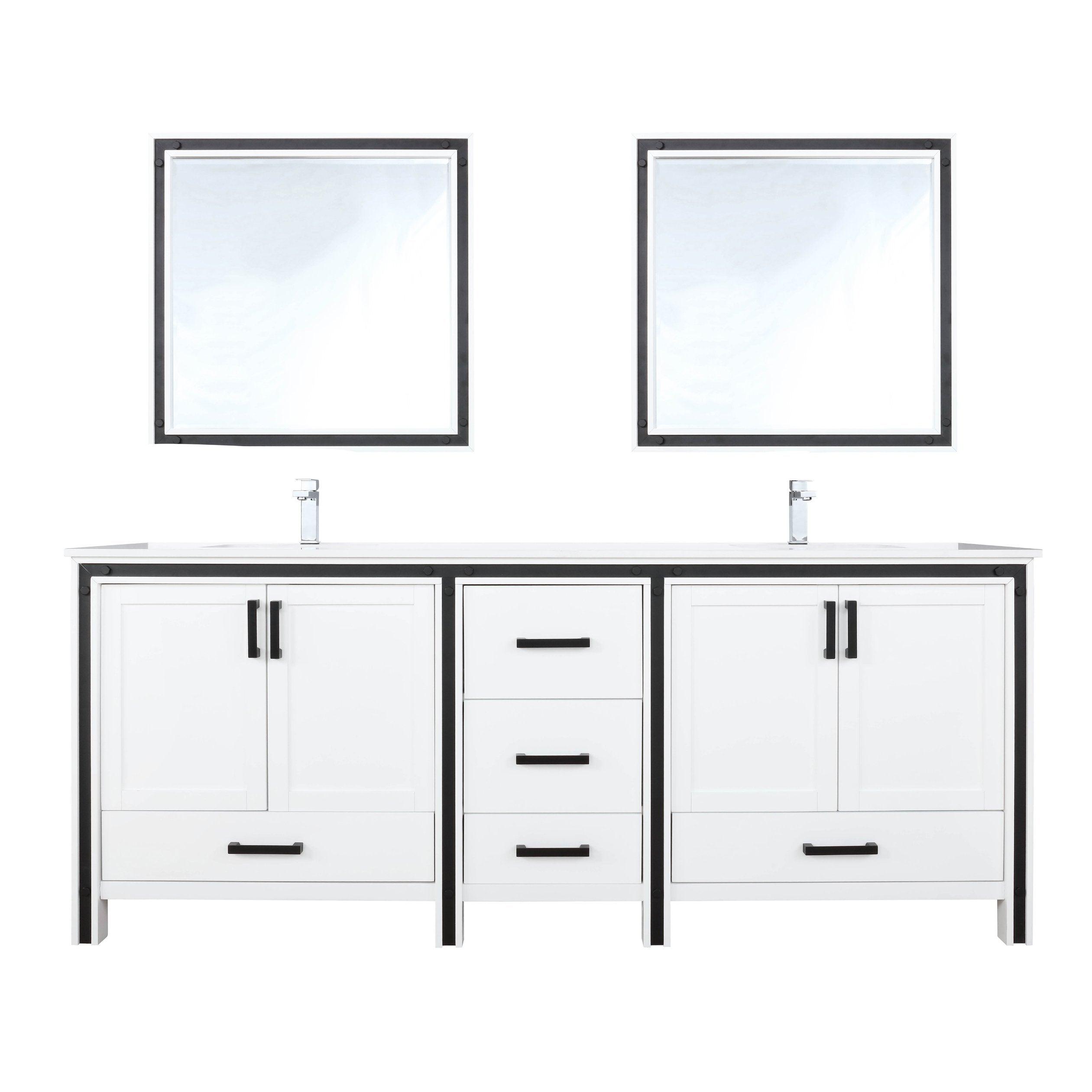 Lexora Ziva 80" White / Dark Grey / Rustic Barnwood Double Vanity set