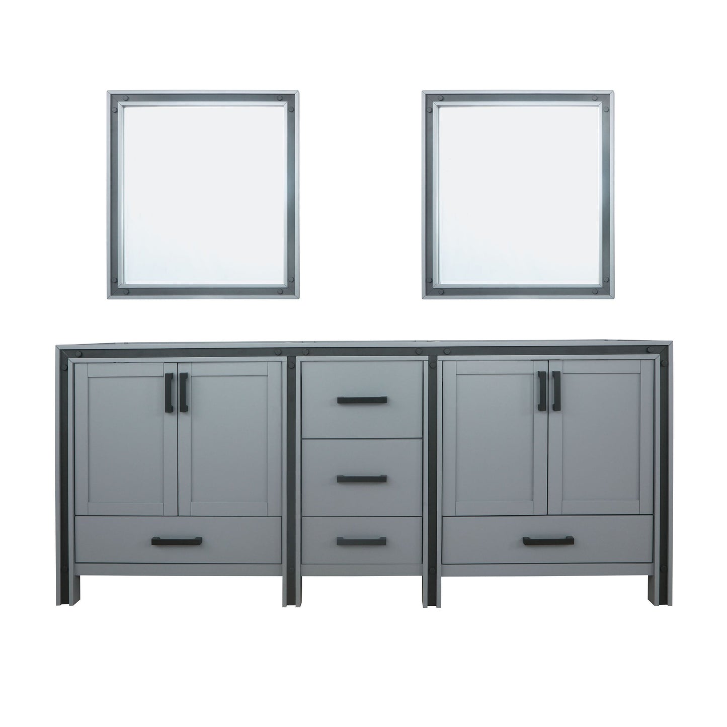 Lexora Ziva 80" White / Dark Grey / Rustic Barnwood Double Vanity set