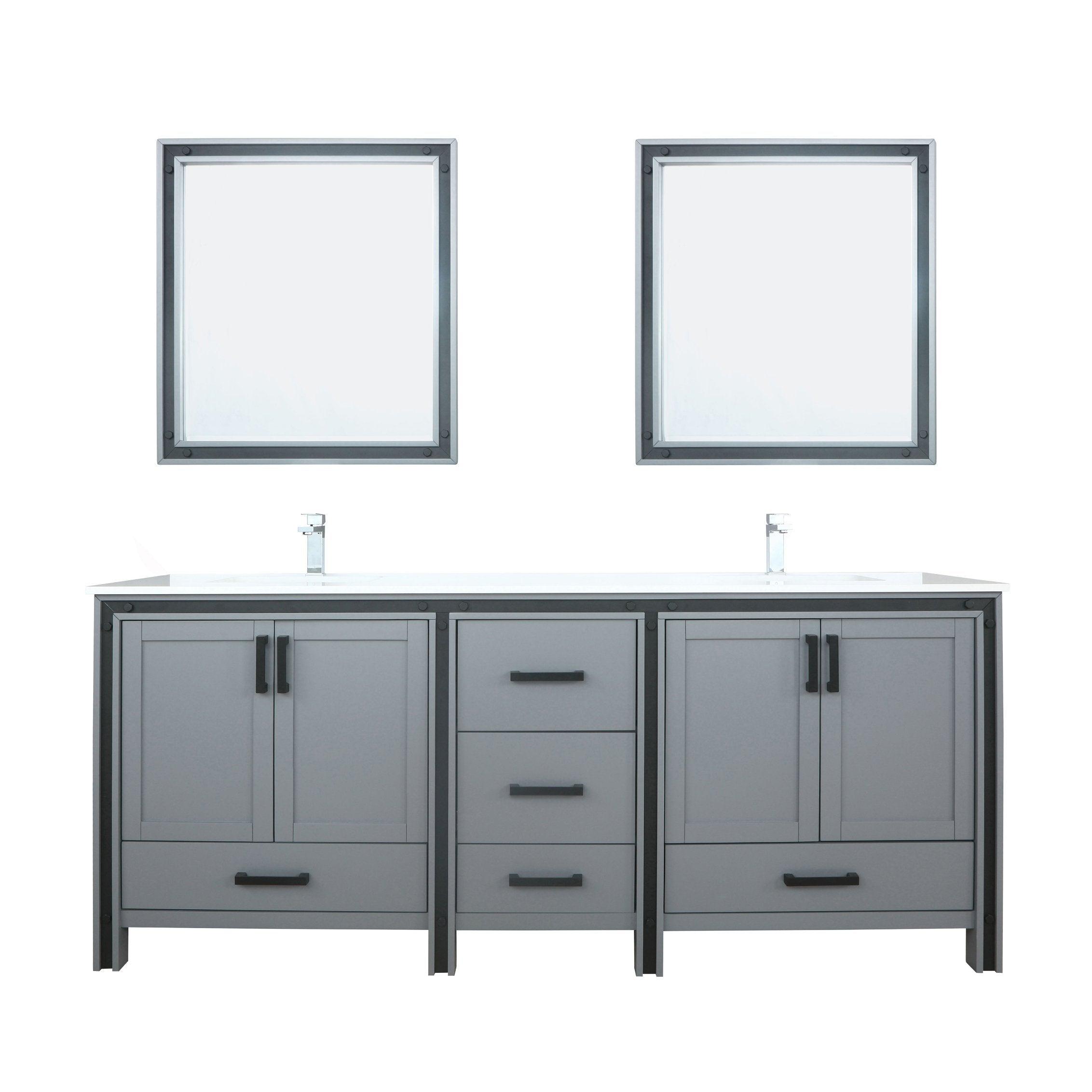 Lexora Ziva 80" White / Dark Grey / Rustic Barnwood Double Vanity set