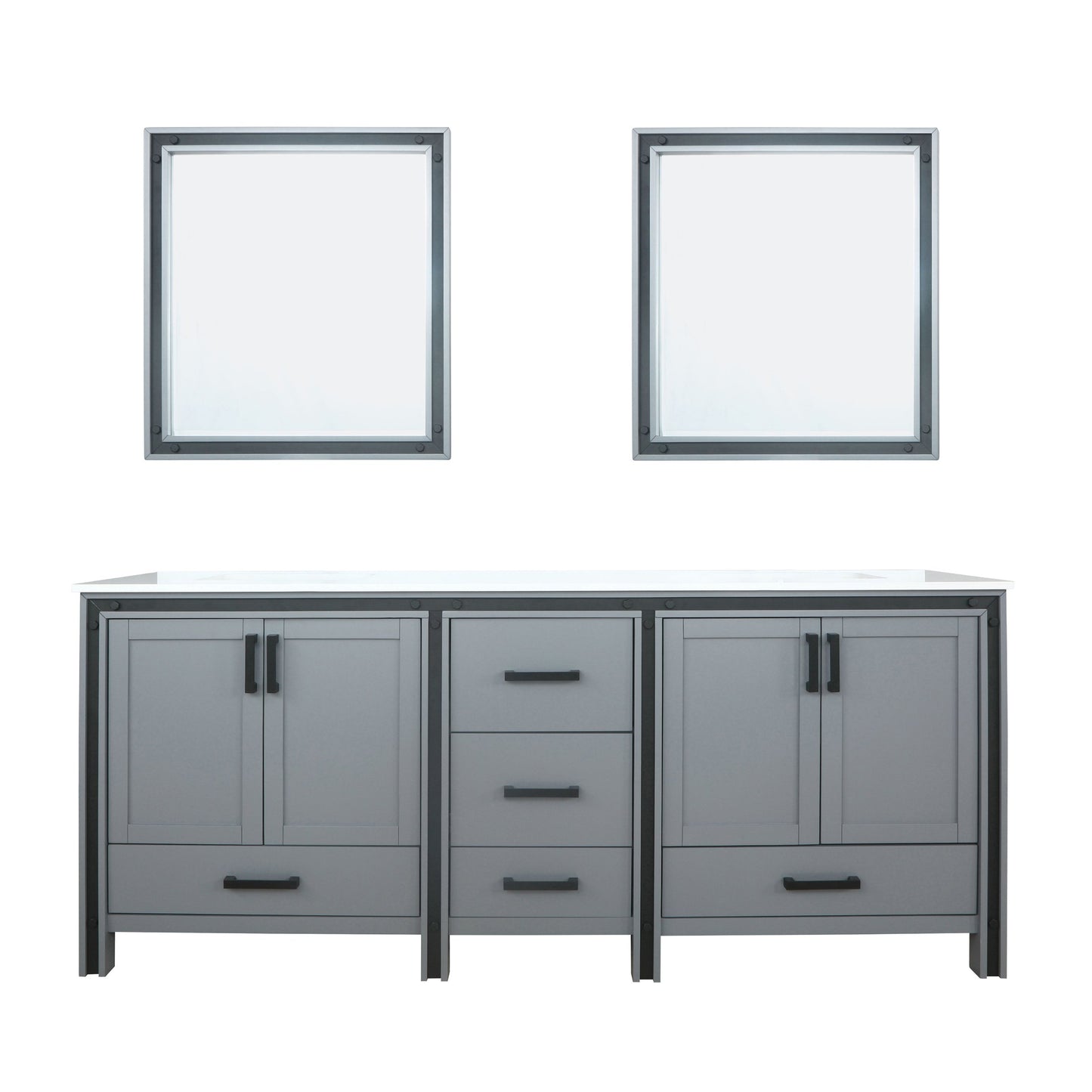 Lexora Ziva 80" White / Dark Grey / Rustic Barnwood Double Vanity set