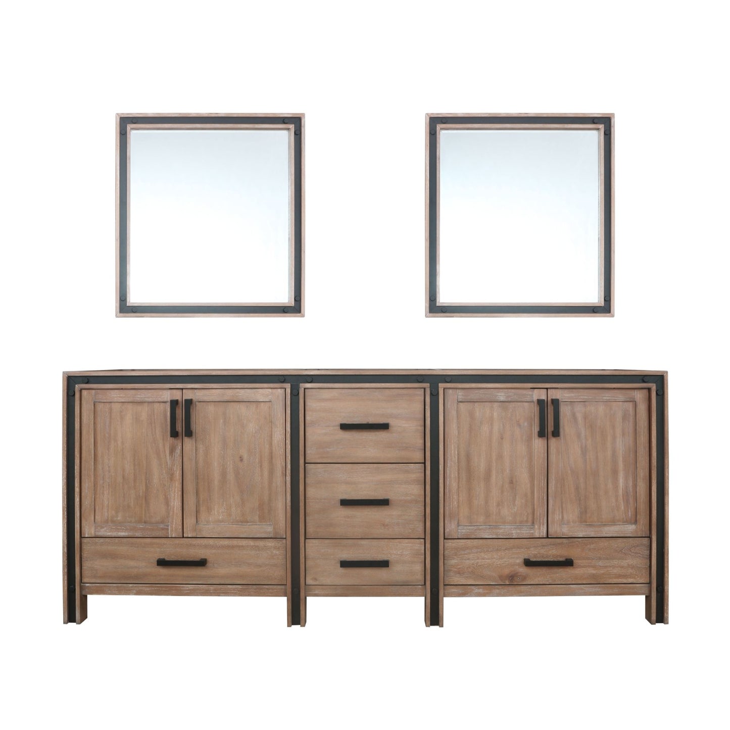 Lexora Ziva 80" White / Dark Grey / Rustic Barnwood Double Vanity set