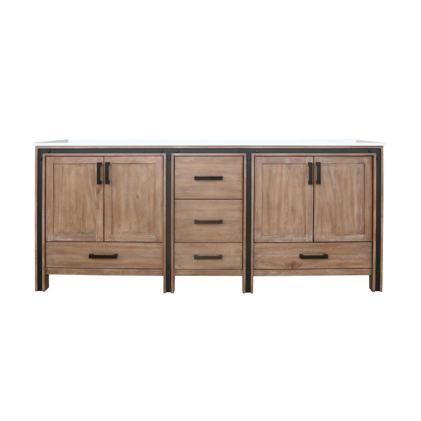 Lexora Ziva 80" White / Dark Grey / Rustic Barnwood Double Vanity set