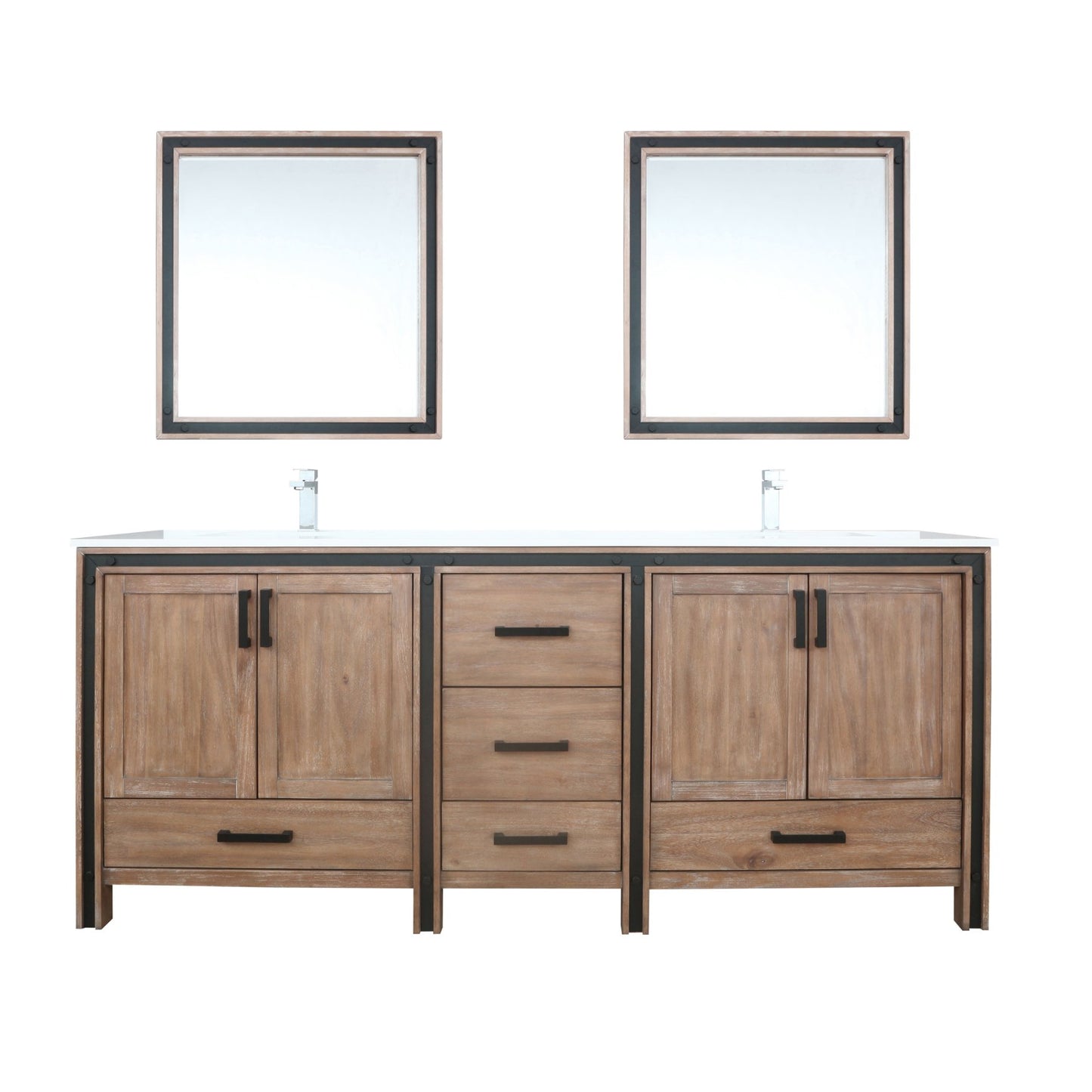 Lexora Ziva 80" White / Dark Grey / Rustic Barnwood Double Vanity set