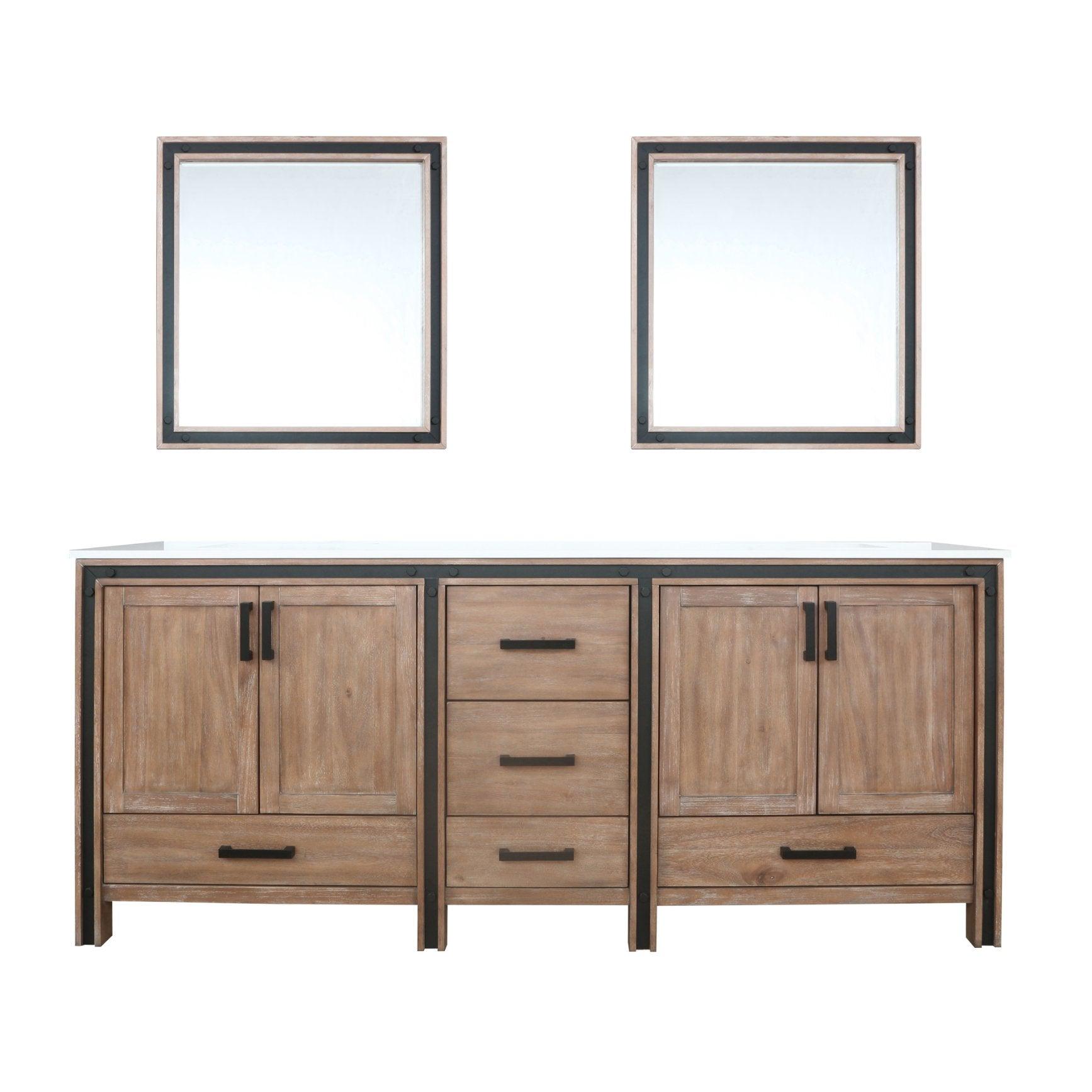 Lexora Ziva 80" White / Dark Grey / Rustic Barnwood Double Vanity set