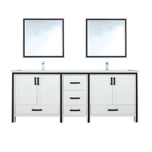 Lexora Ziva 84" White Double Vanity set Vanity+Top+Sink+Mirror+Faucet