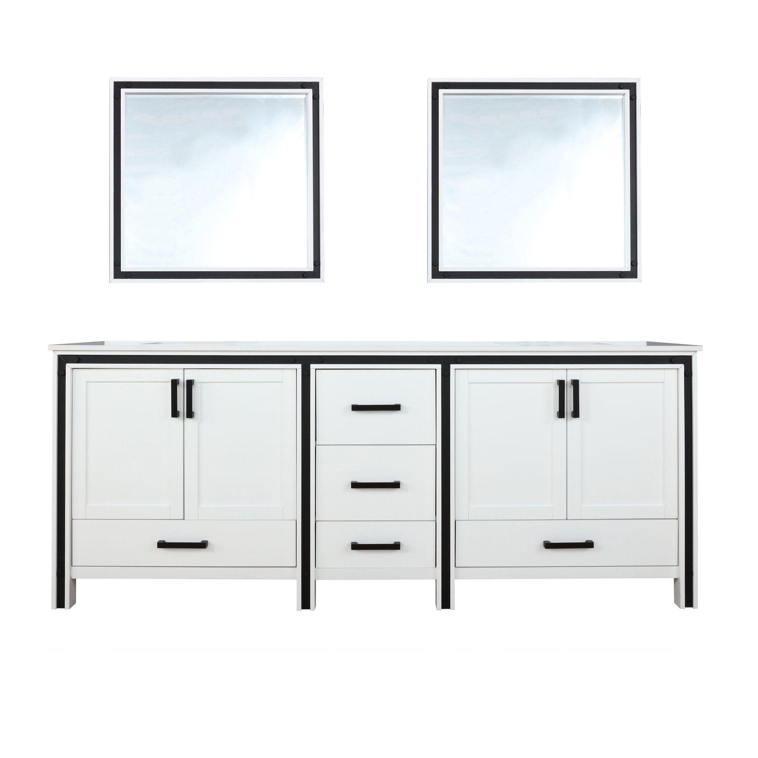 Lexora Ziva 84" White / Dark Grey / Rustic Barnwood Double Vanity set