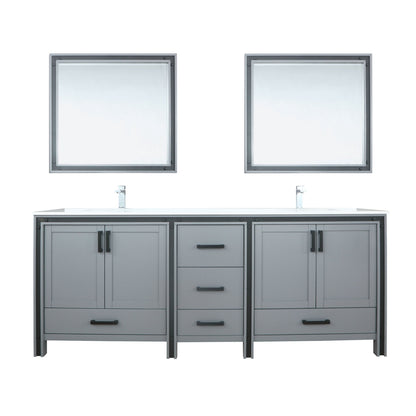 Lexora Ziva 84" White / Dark Grey / Rustic Barnwood Double Vanity set